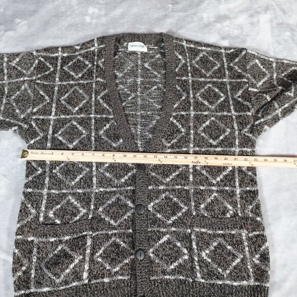 Vintage Career Club Geometric Cardigan Sweater Mens Large Grandpa Style Knit 90s - Picture 6 of 8